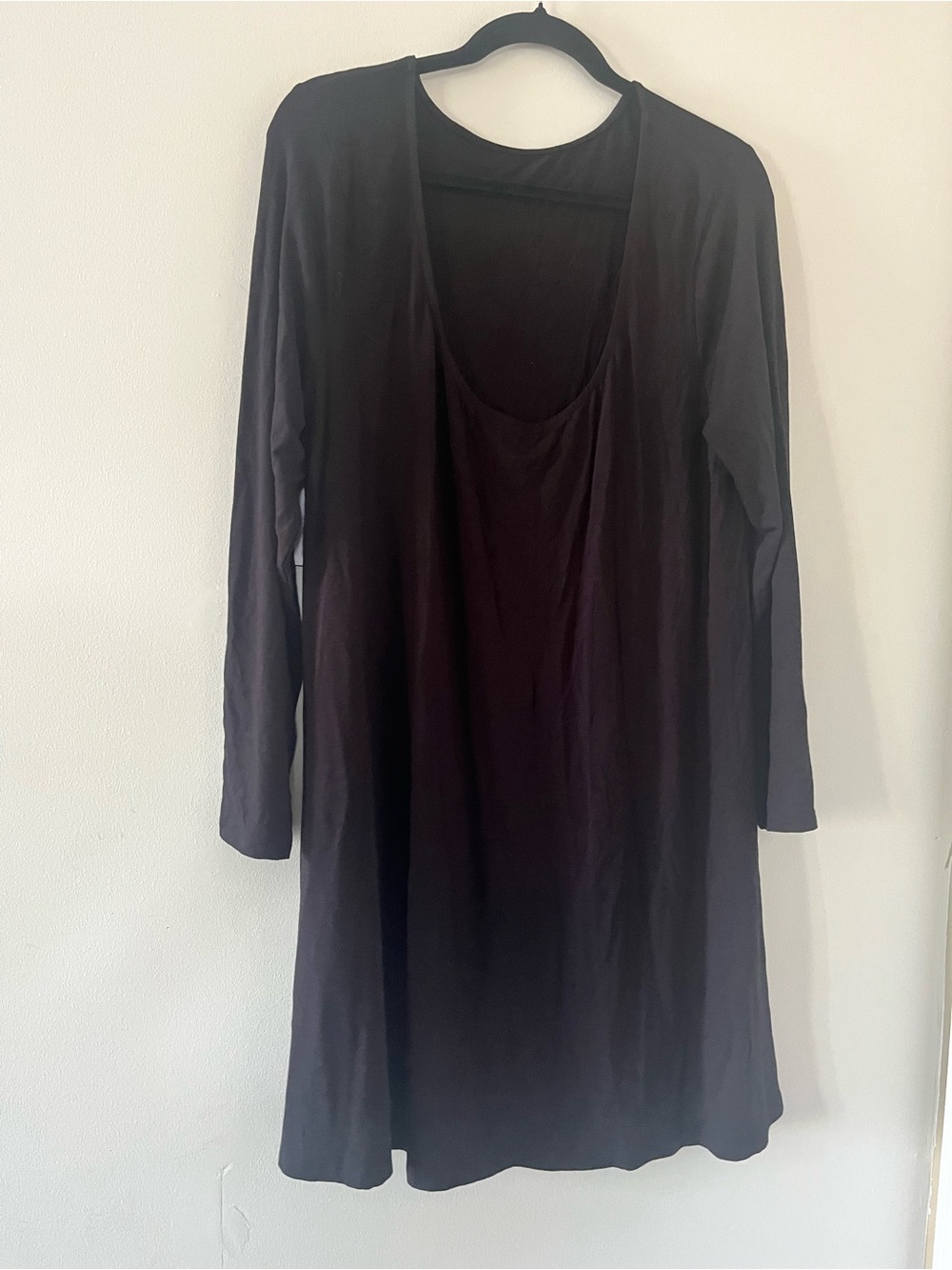 NWT Old Navy Black Long Sleeve Mini Dress XL Travel Minimalist Capsule Stretchy